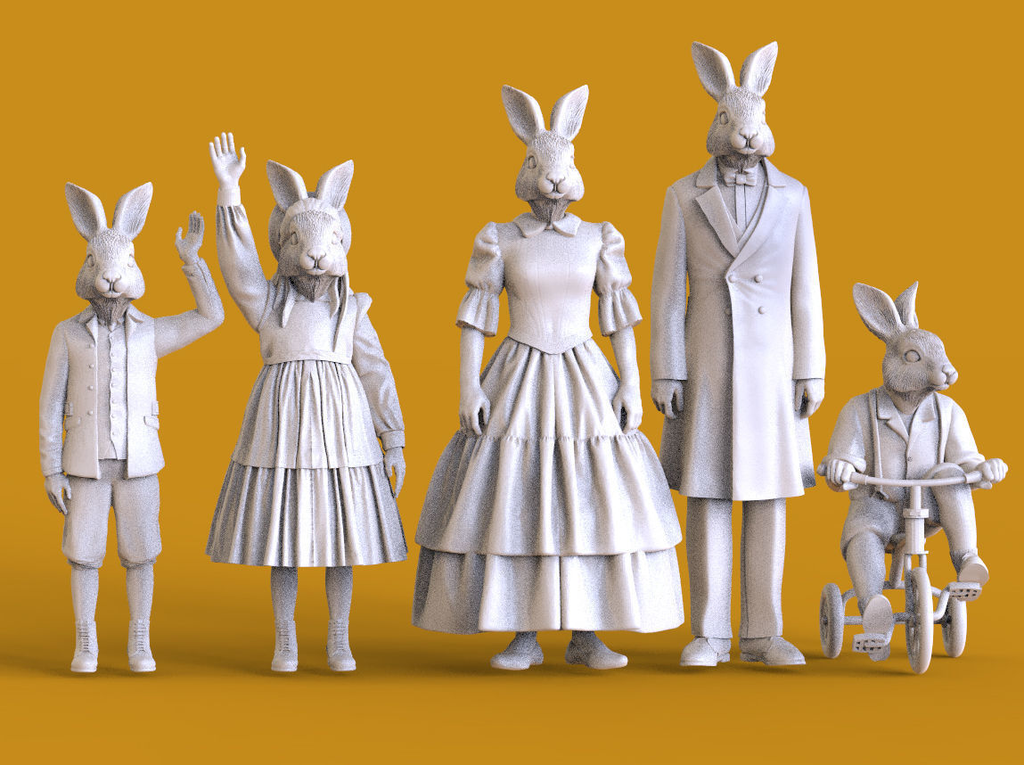 hare family 3D print model_48
