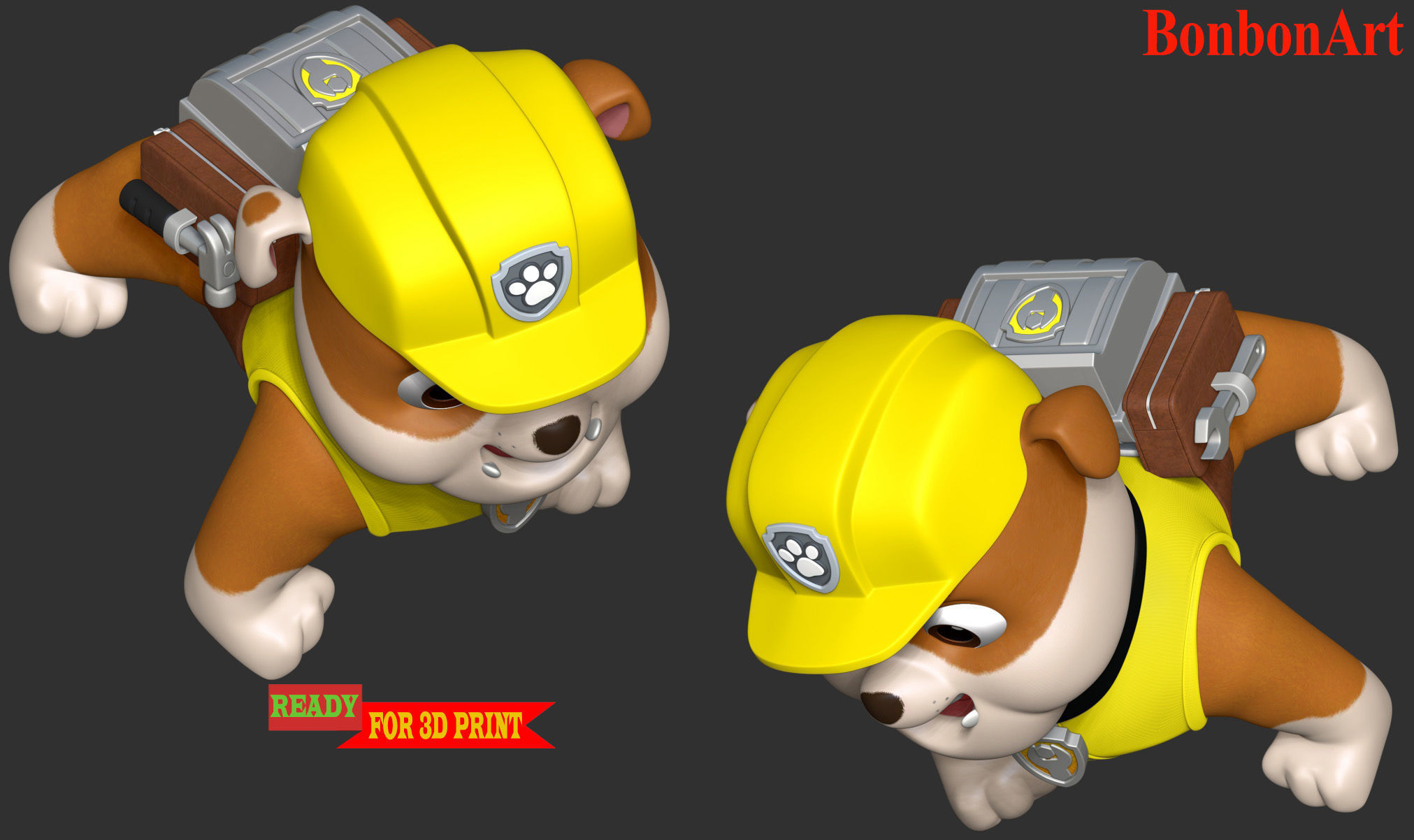 Rubble paw patrol dog 3D print model_3