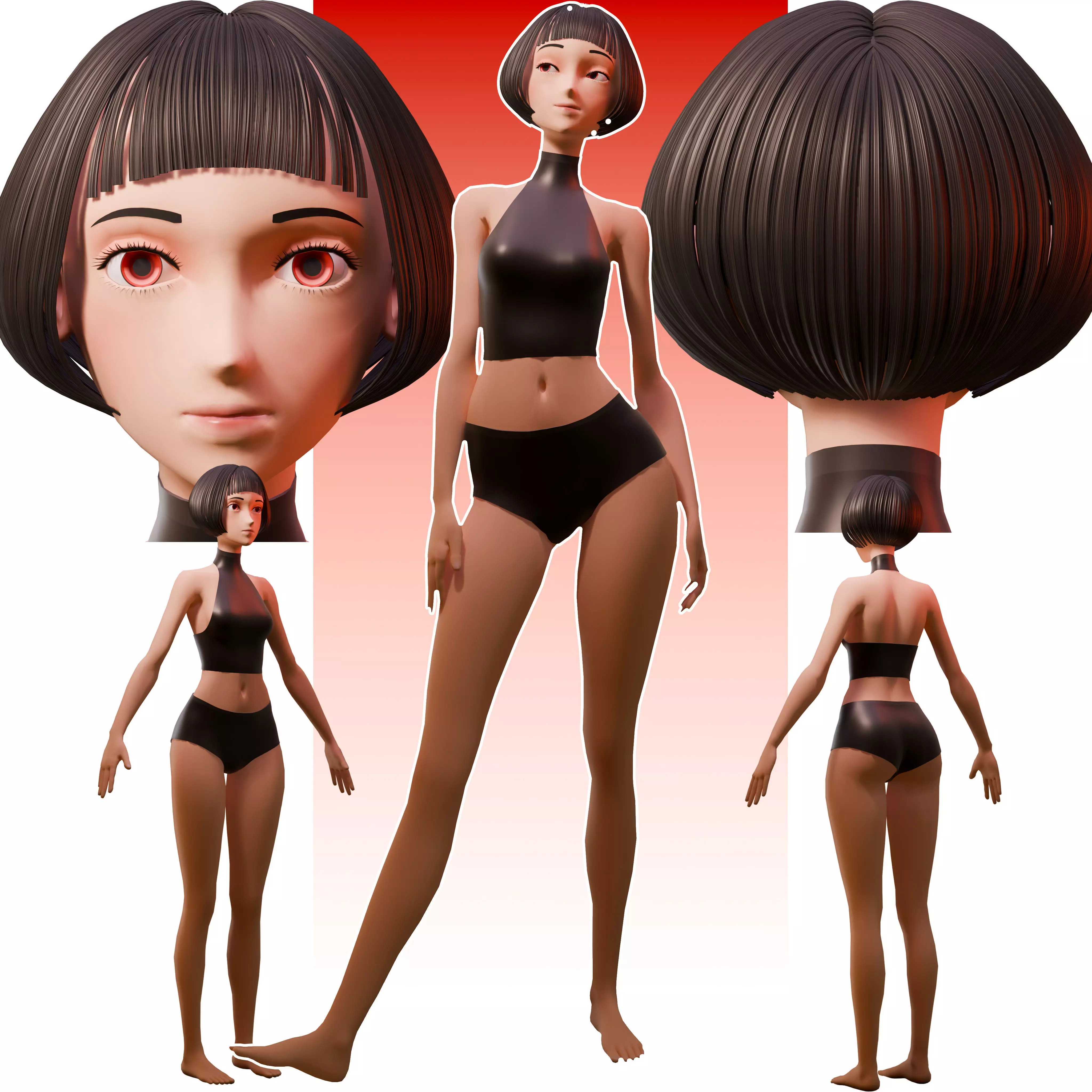 Stylzied Girl Basemesh 2 3D model_0