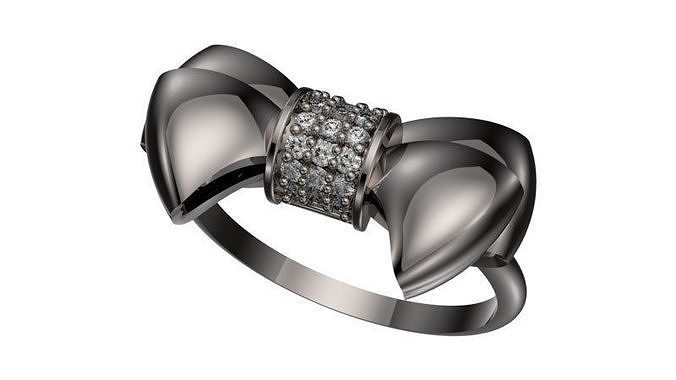 Ring with Bow and setting in the center - Ready to print 3D print model