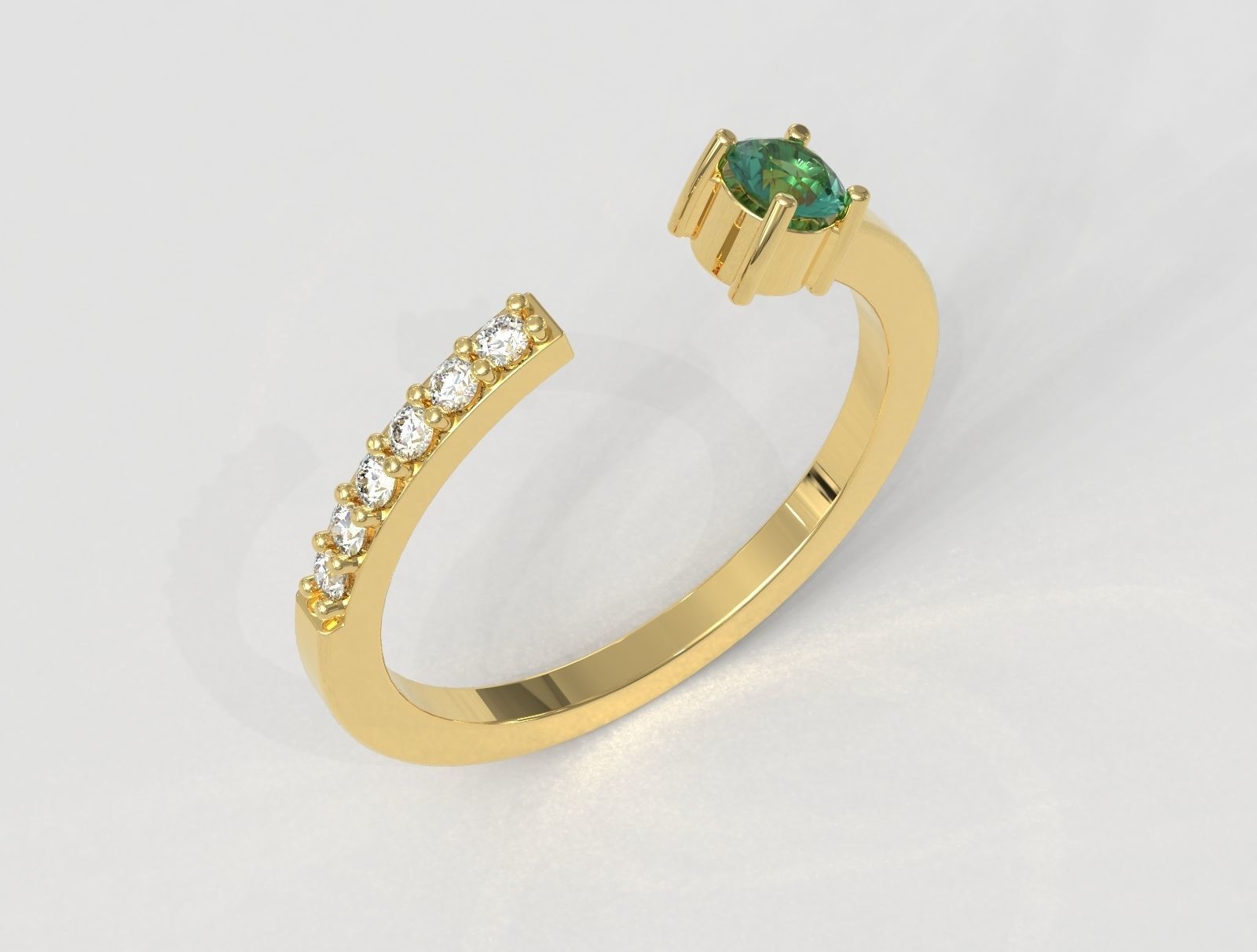 Gemstone Ring 3D print model_2