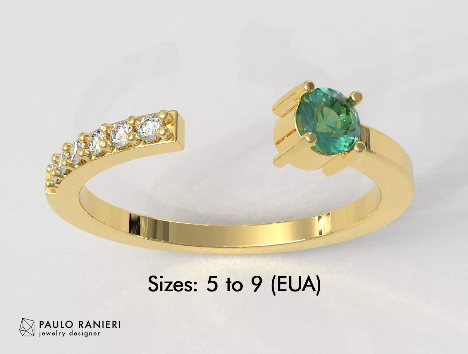 Gemstone Ring 3D print model_0