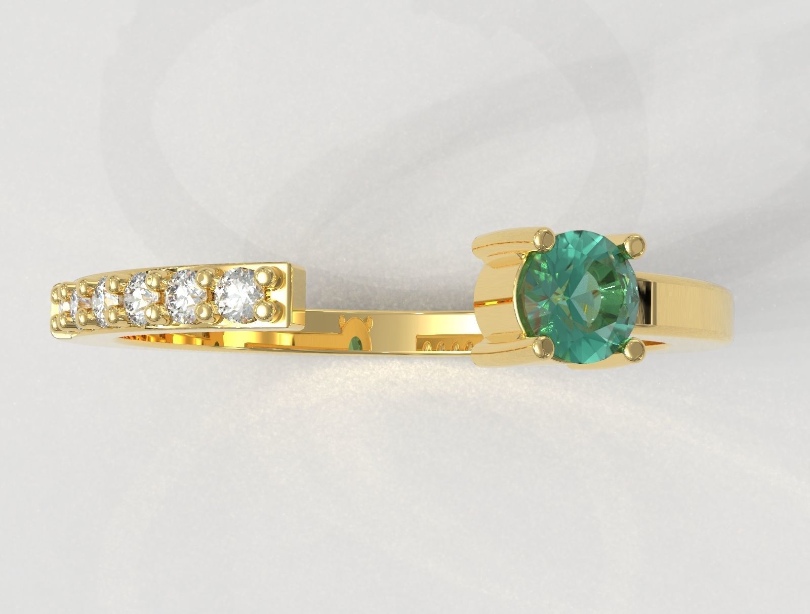 Gemstone Ring 3D print model_4