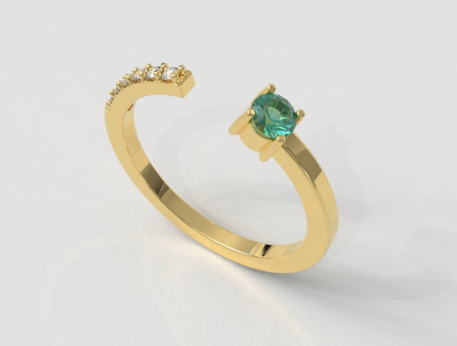 Gemstone Ring 3D print model_3