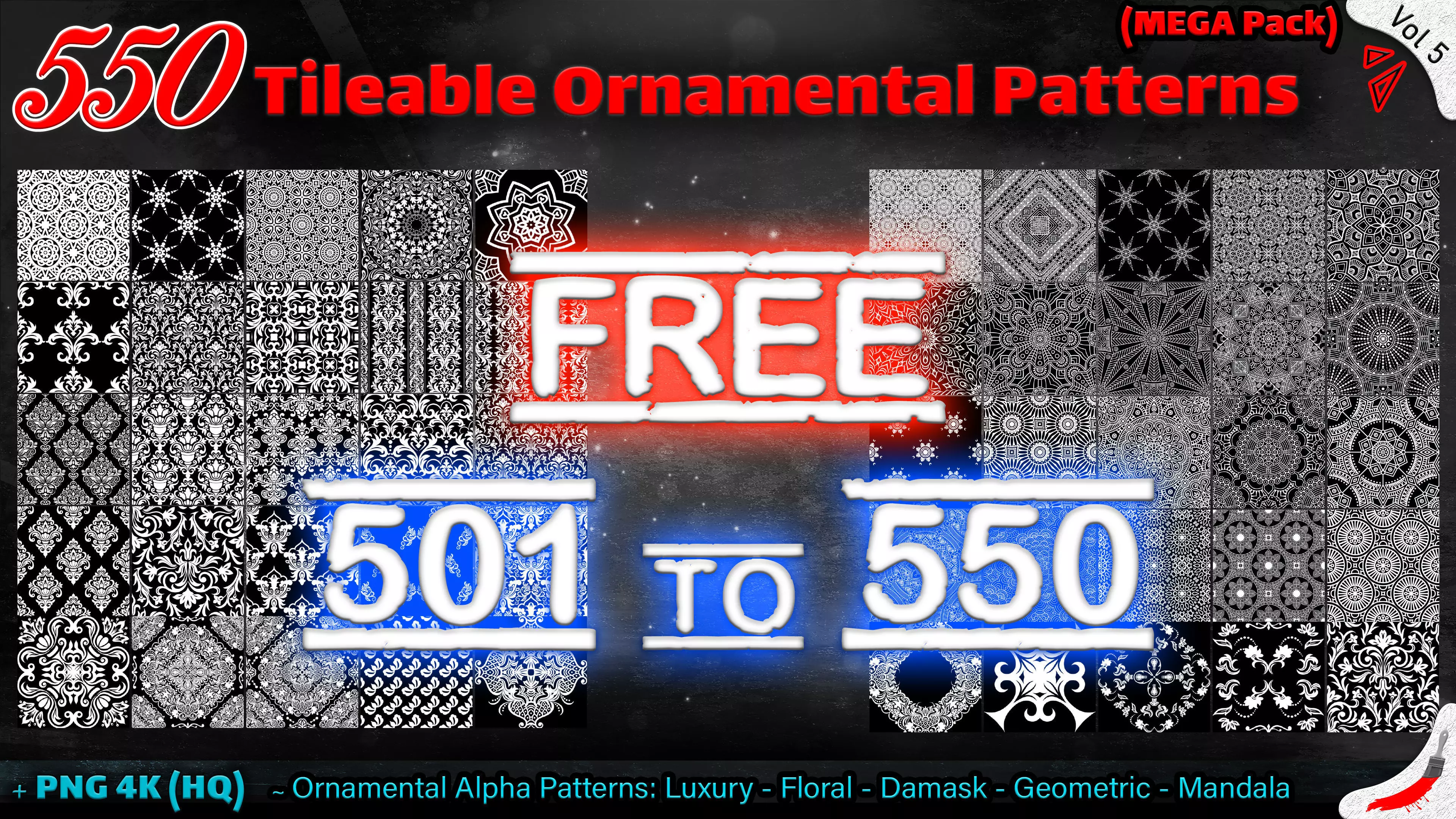 50 Free Tileable Ornamental Patterns - Part of Vol 5 Texture_0