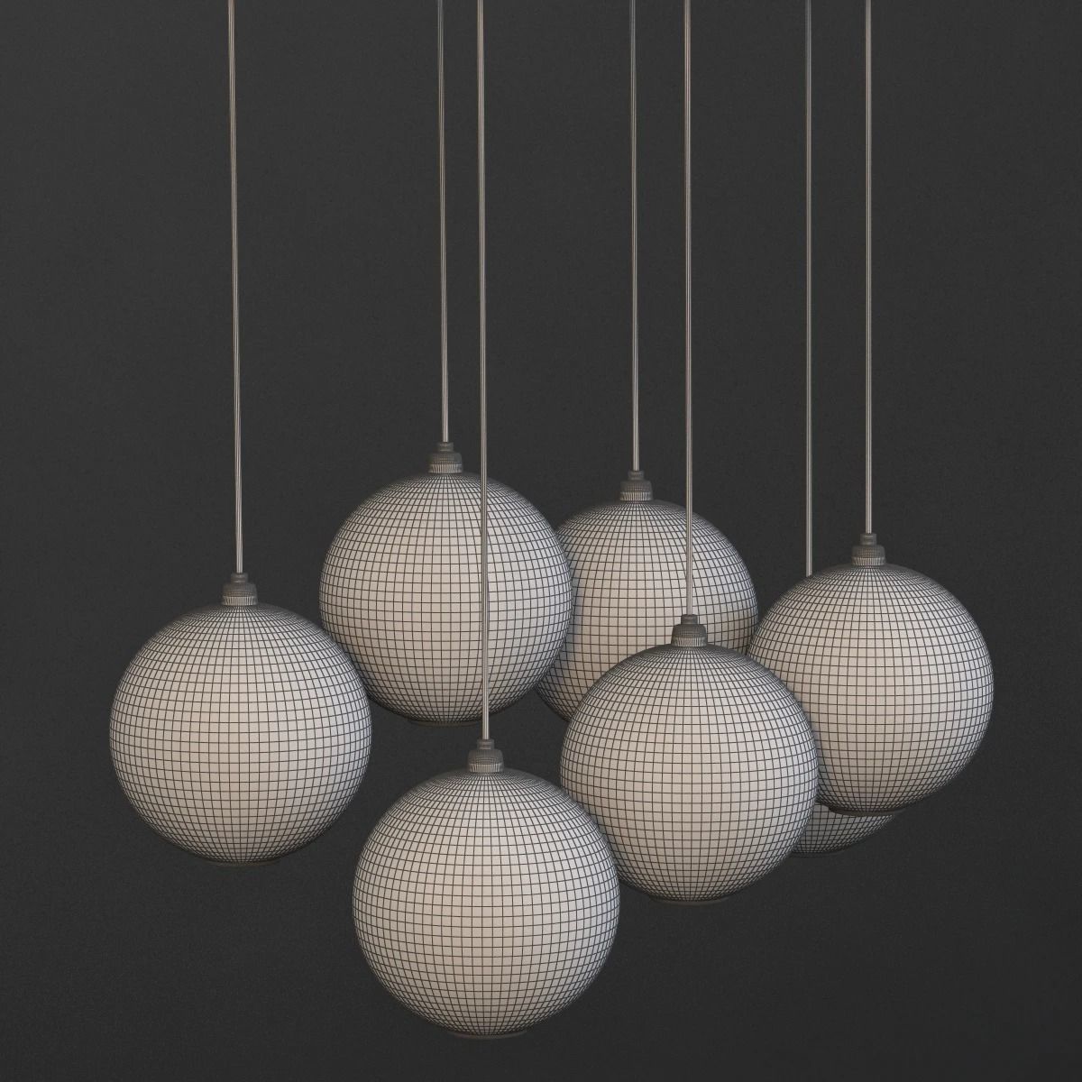 Caviar Fixed Staggered Pendant 3D model_1