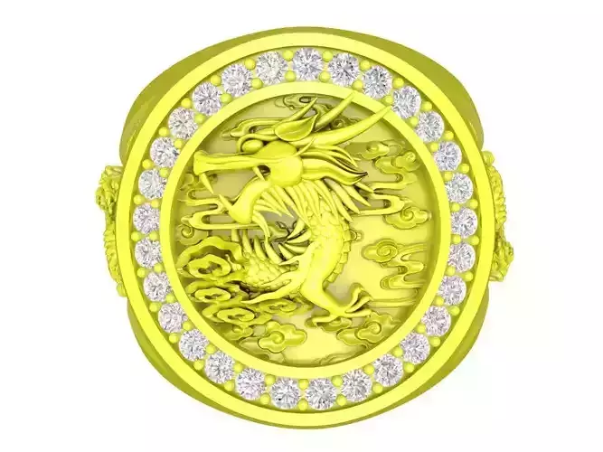 zodiac korean luxury chinese dragon men ring 4415