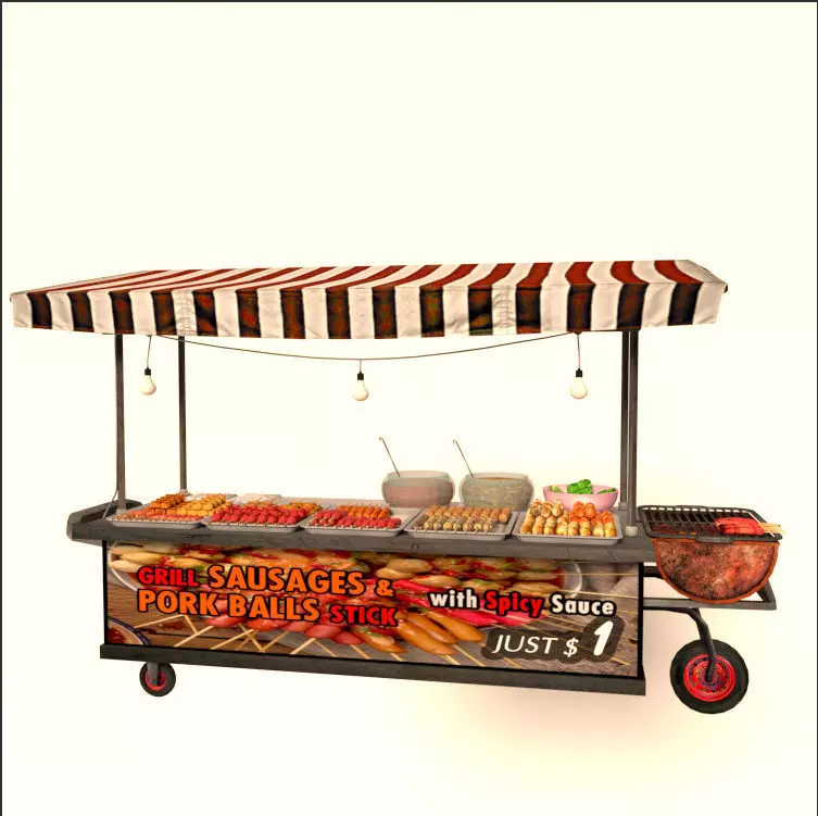 Avika Street Food Cart Free low-poly 3D model_0
