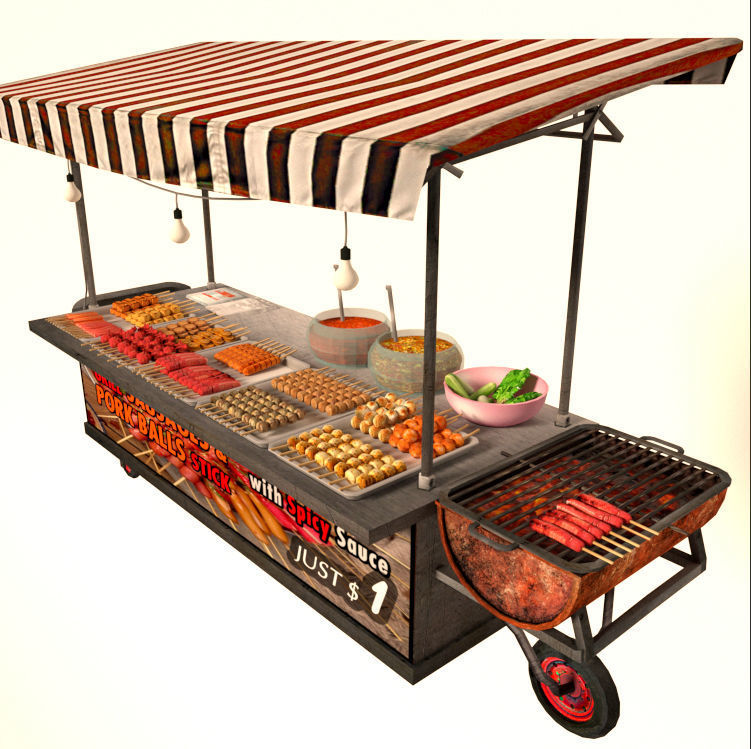 Avika Street Food Cart Free low-poly 3D model_6