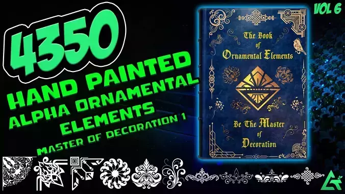 4350 Hand Painted Alpha Ornamental Elements - Vol 6 Texture