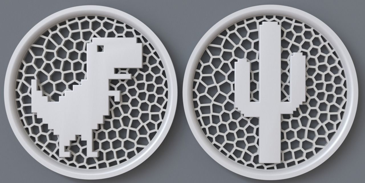 No Internet Google Chrome Dinosaur Game Icon 3D print model_2