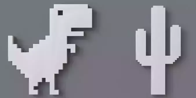 No Internet Google Chrome Dinosaur Game Icon 3D print model