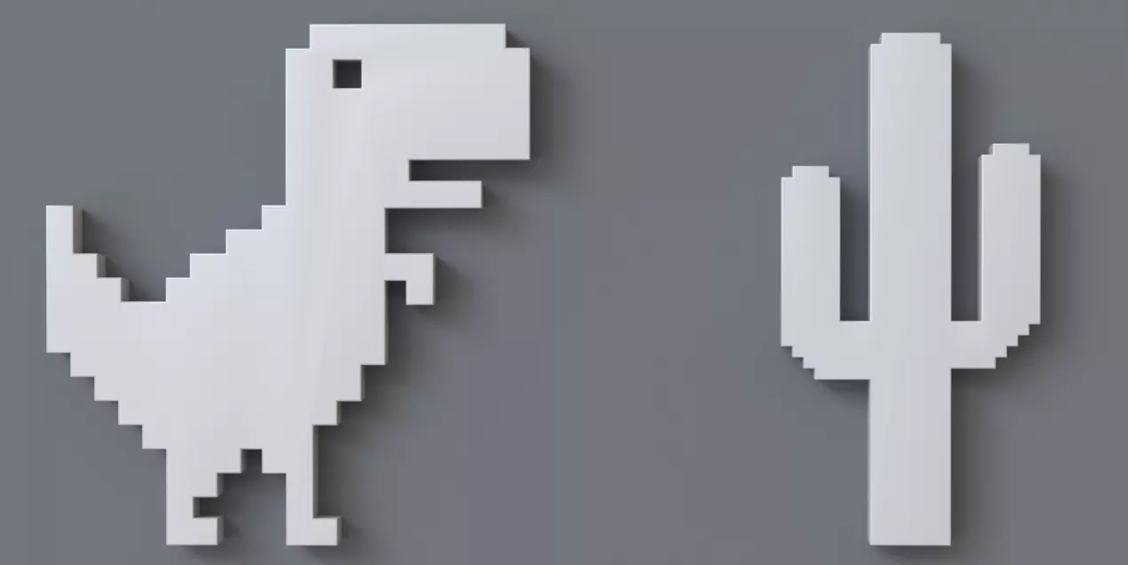 No Internet Google Chrome Dinosaur Game Icon 3D print model_0