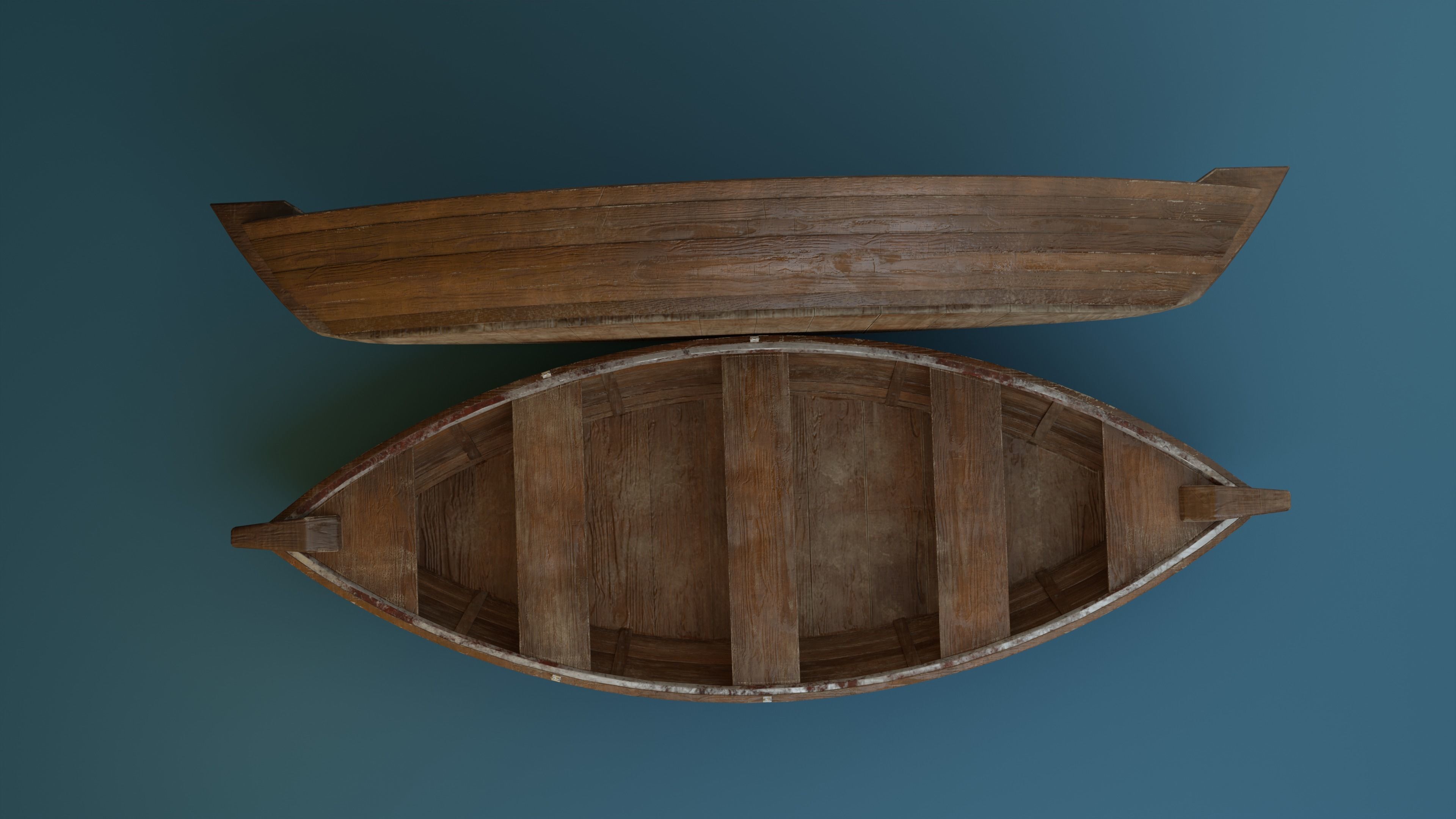 Wooden Boat - PBR Low-poly 3D model_6