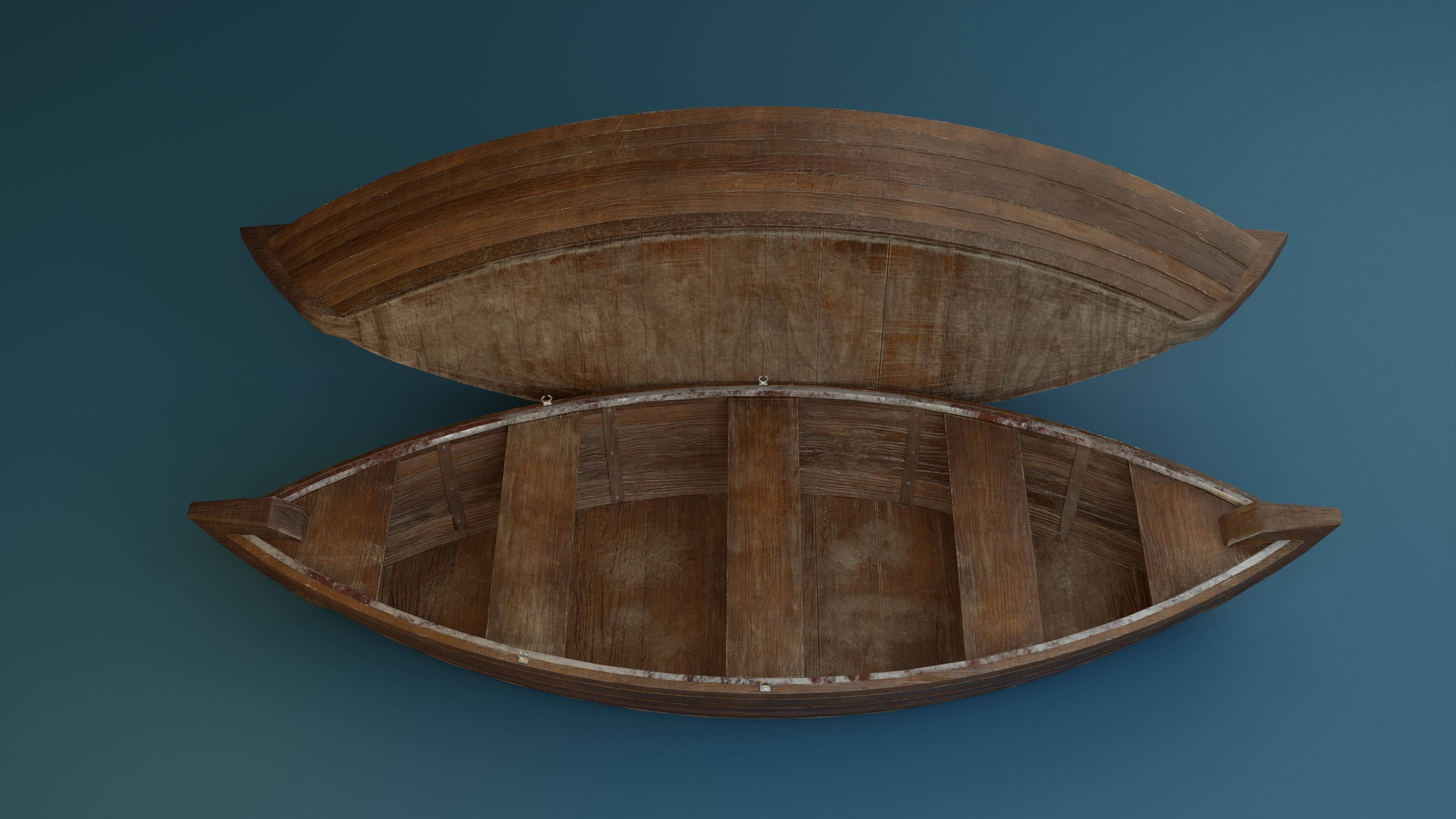 Wooden Boat - PBR Low-poly 3D model_5