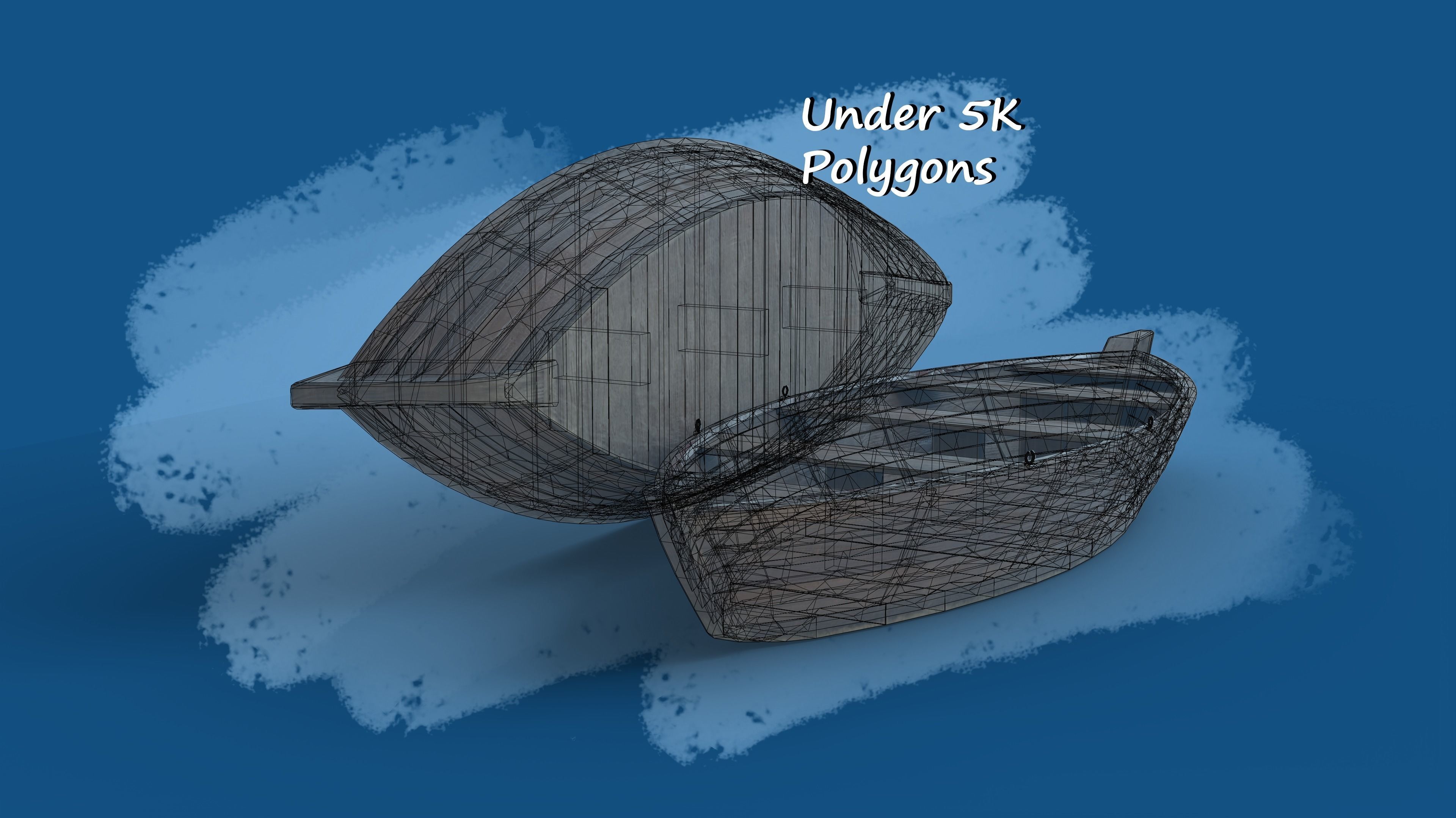 Wooden Boat - PBR Low-poly 3D model_2