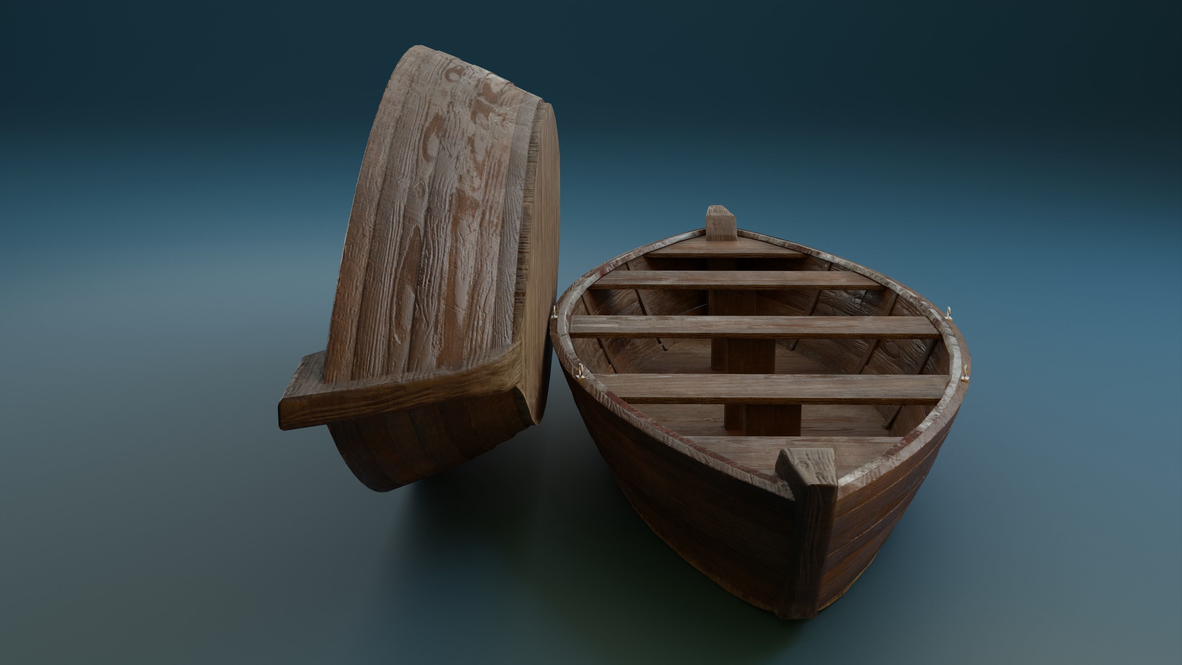 Wooden Boat - PBR Low-poly 3D model_3