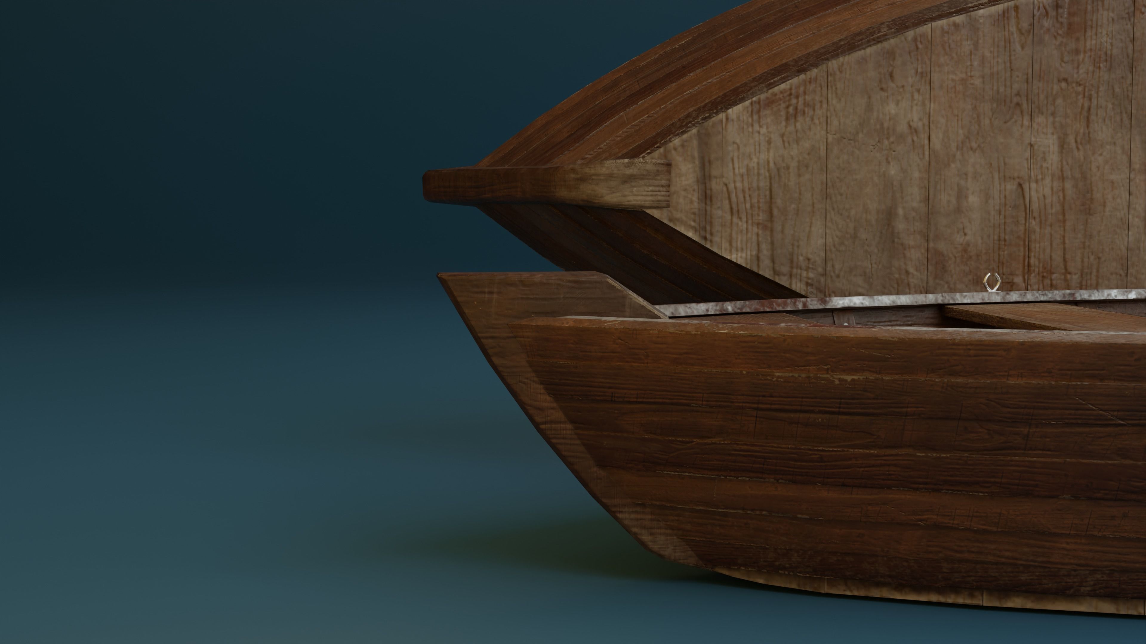 Wooden Boat - PBR Low-poly 3D model_4