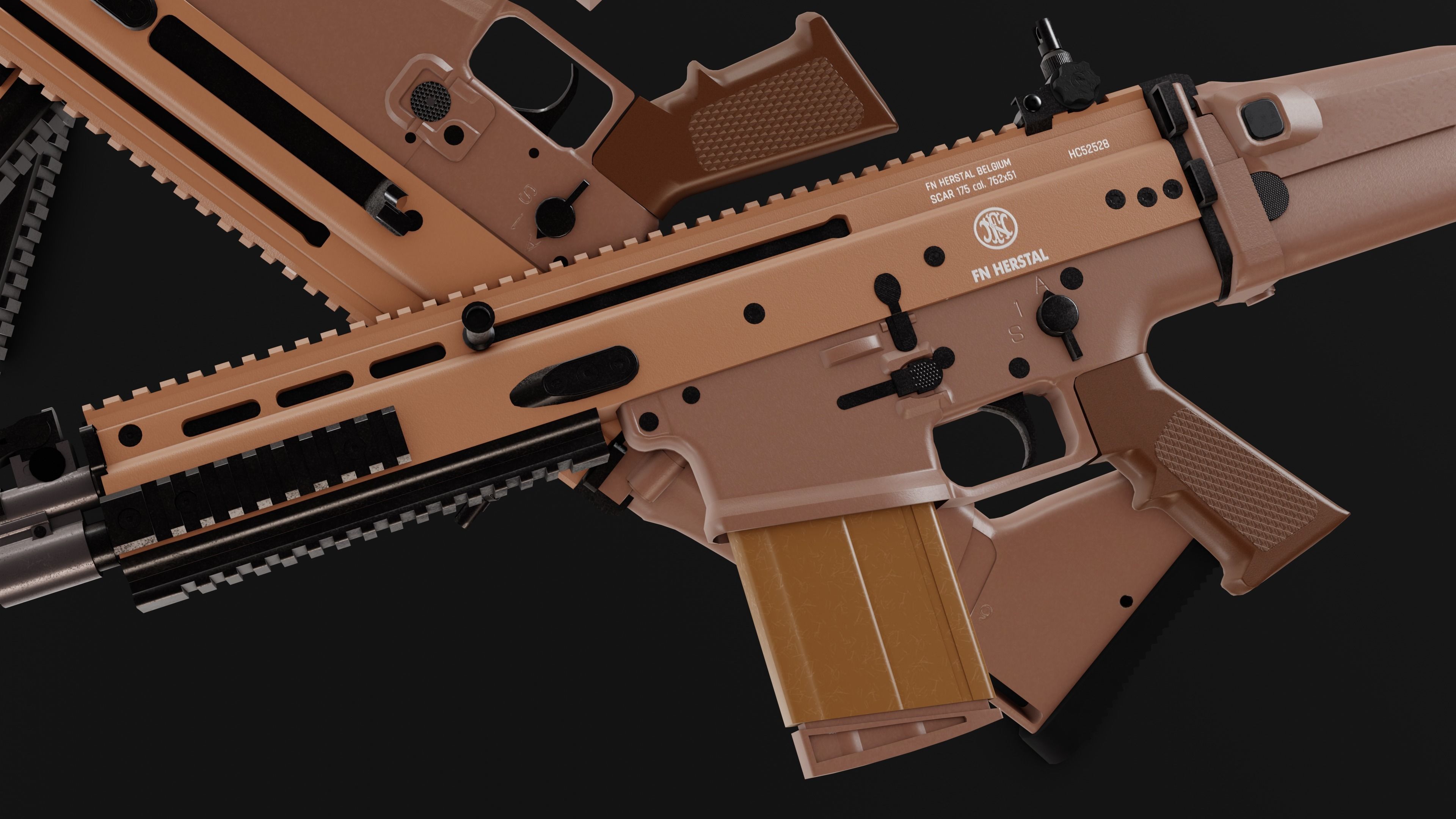 FN SCAR Heavy Mk17 Low-poly 3D model_3