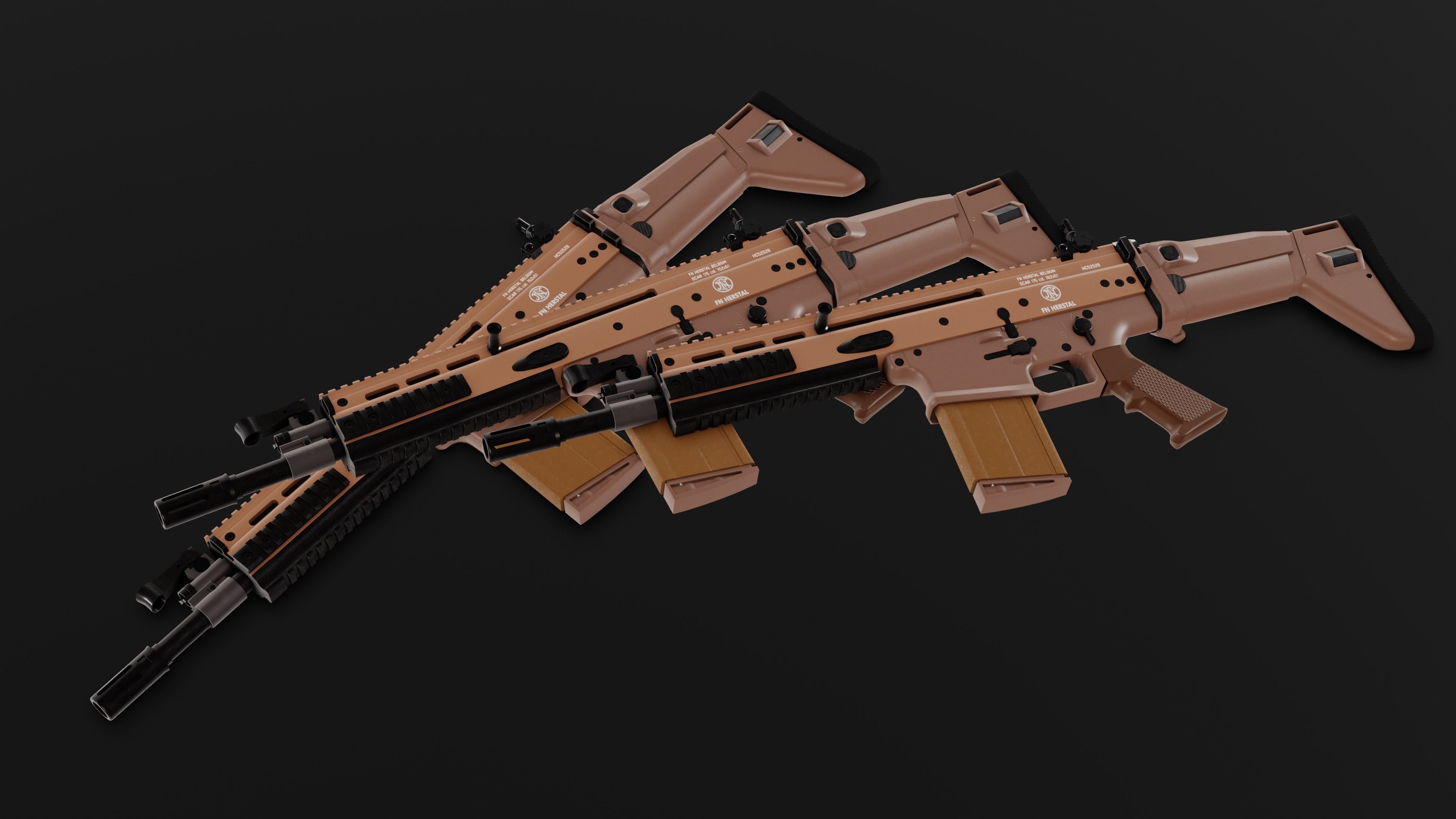 FN SCAR Heavy Mk17 Low-poly 3D model_4