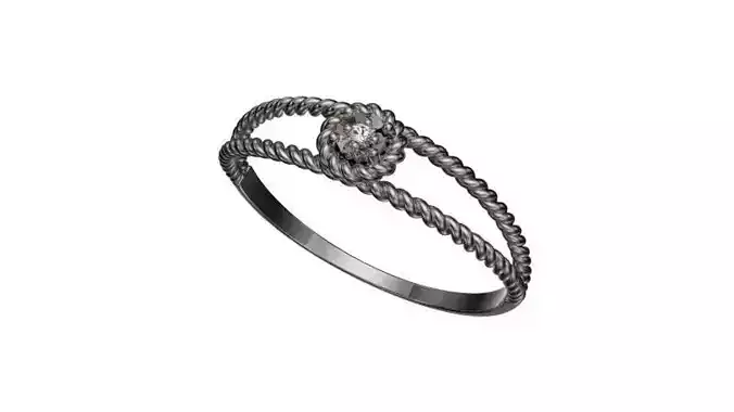 Twisted ring with 1 gem - Ready to print