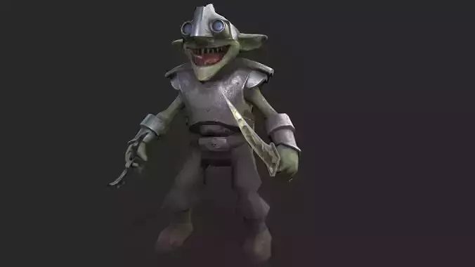 Stylized low poly pbr goblin