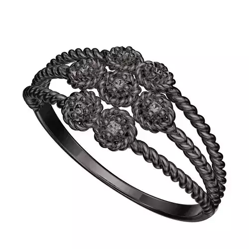 Twisted ring with 7 gems - Ready to print