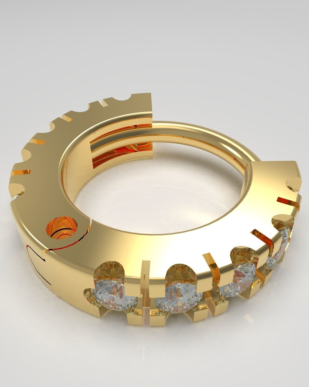 Ear piercing-nose piercing-septum ring with gems 5mm 3D print model_5