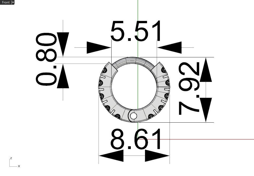 Ear piercing-nose piercing-septum ring with gems 5mm 3D print model_10