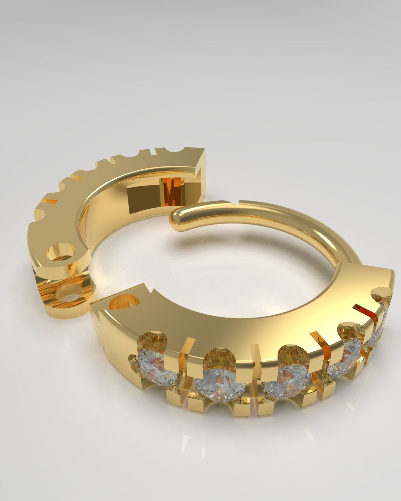 Ear piercing-nose piercing-septum ring with gems 5mm 3D print model_4