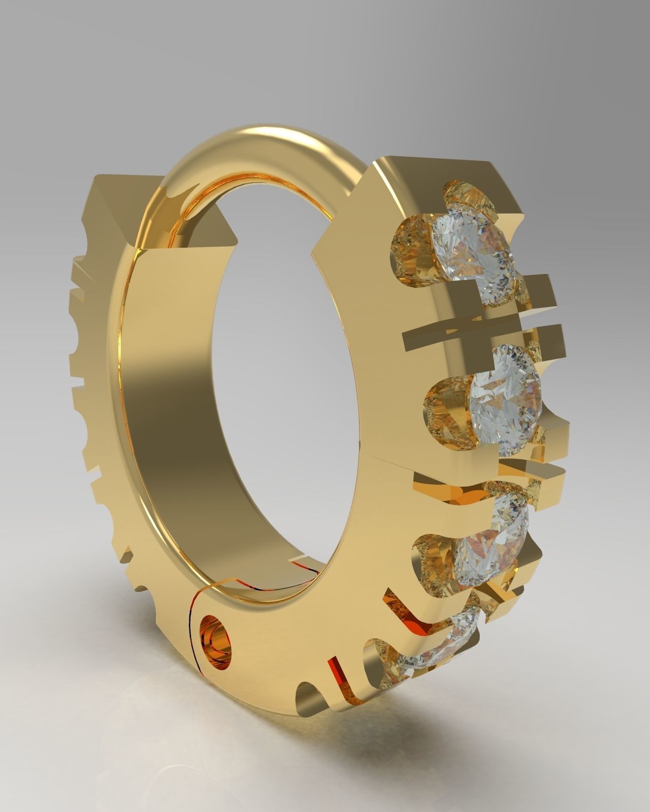 Ear piercing-nose piercing-septum ring with gems 5mm 3D print model_3