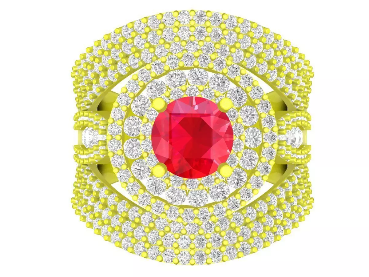 Luxury Multi Halo Pave Diamond Ring 3D Jewelry Model 4417 3D print model