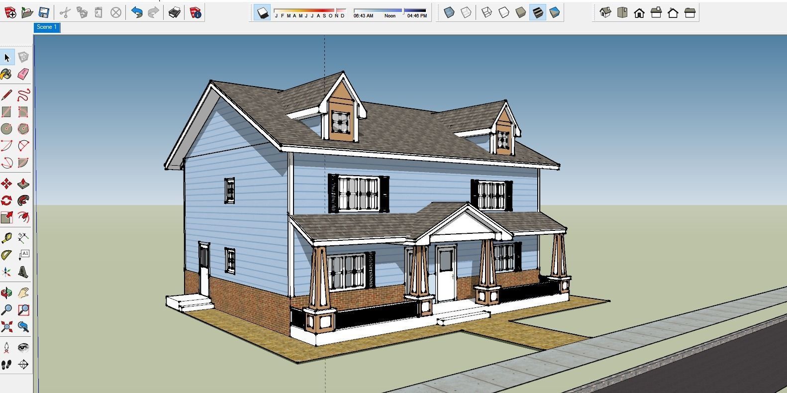 Craftsman Style Duplex 3D model_2
