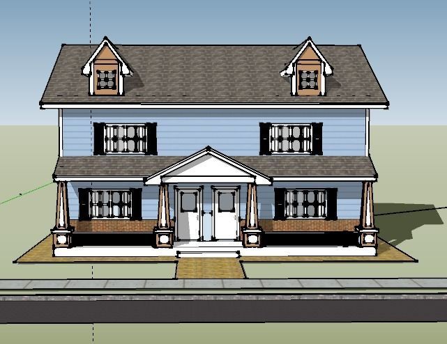 Craftsman Style Duplex 3D model_3
