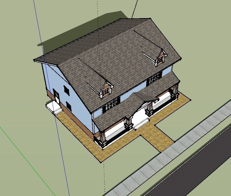 Craftsman Style Duplex 3D model_4
