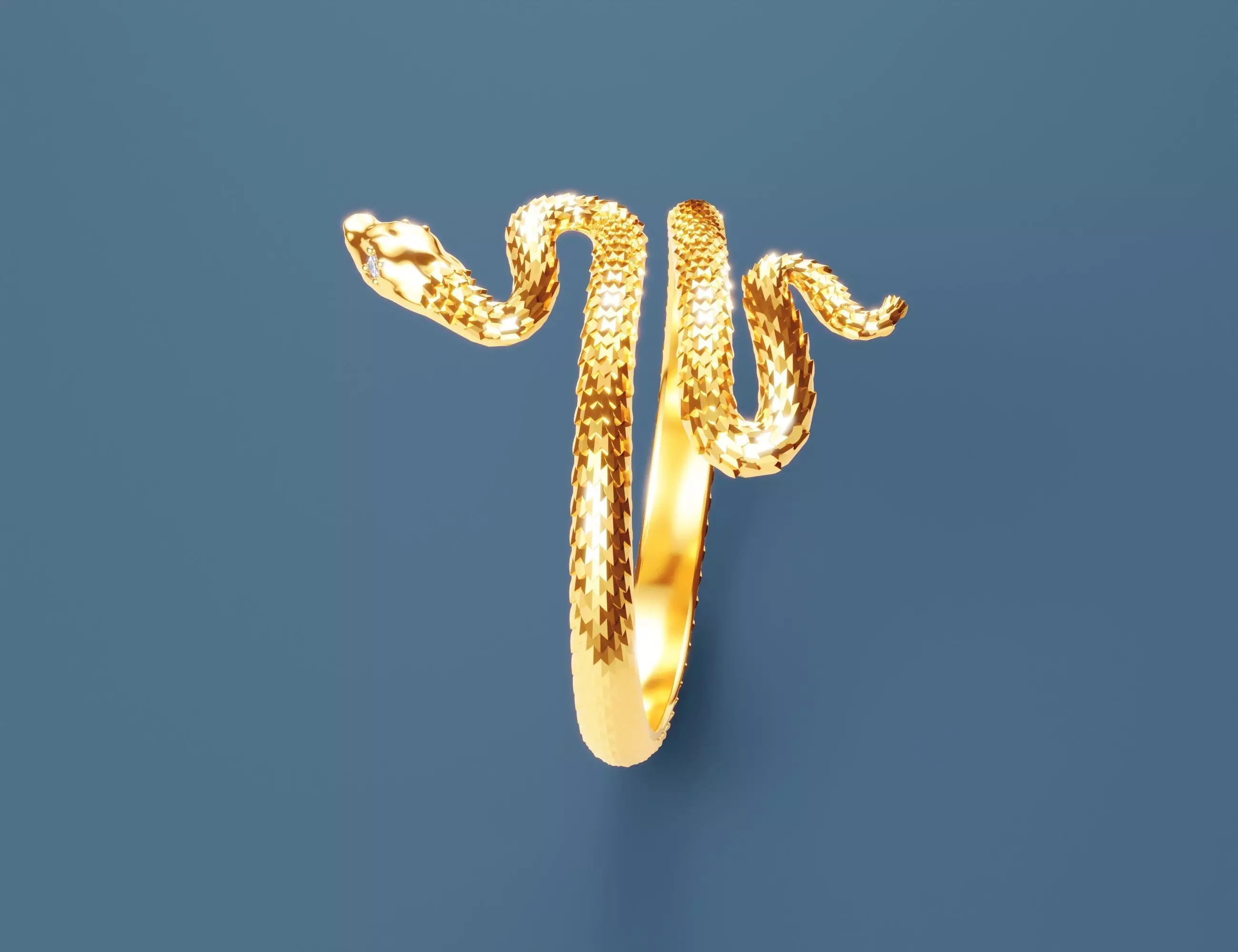 SnakeRing 14k yellow gold for LCD printing and jewelry casting 3D print model