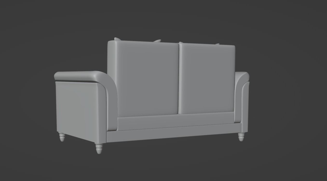 Fabric Sofa Low-poly 3D model_5