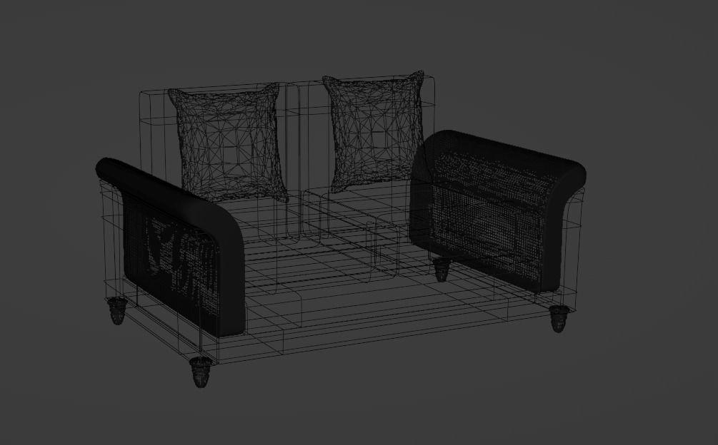 Fabric Sofa Low-poly 3D model_4