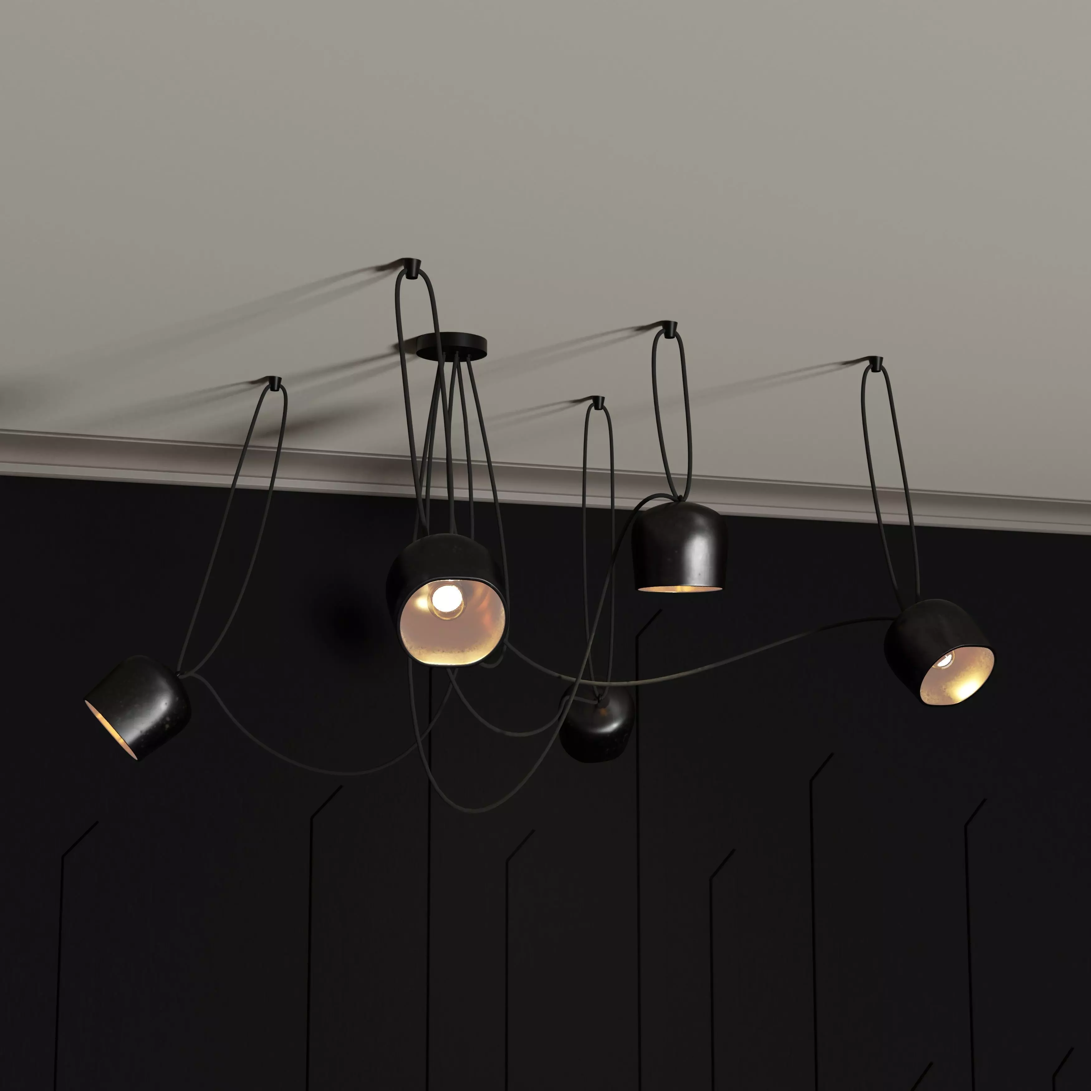 Black Spider 5 Heads Pendant Light Free 3D model