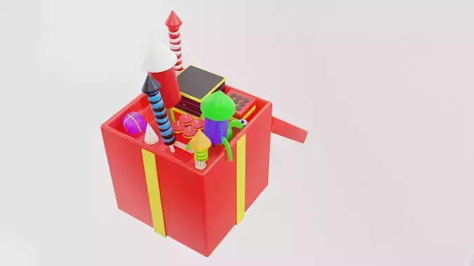 Box with holiday fireworks