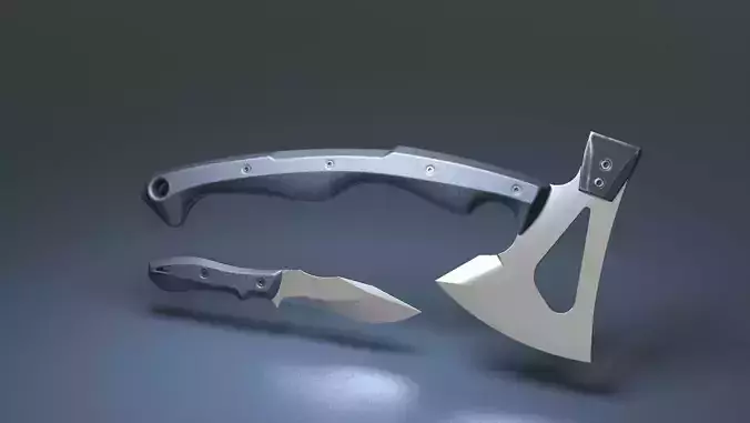 Hunting and combat modern knife and axe pack x2