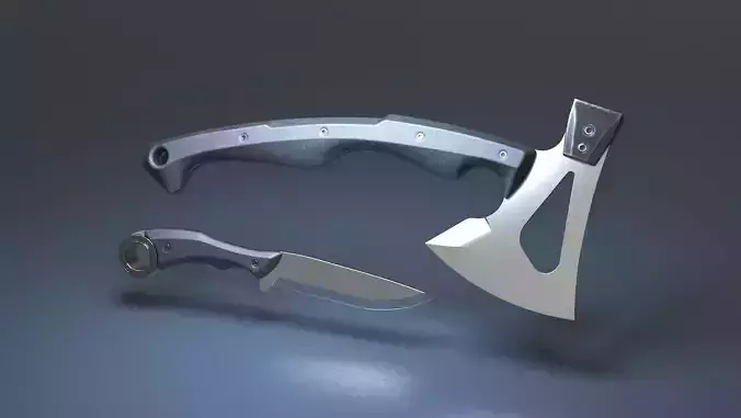 Hunting and combat modern knife and axe pack x2