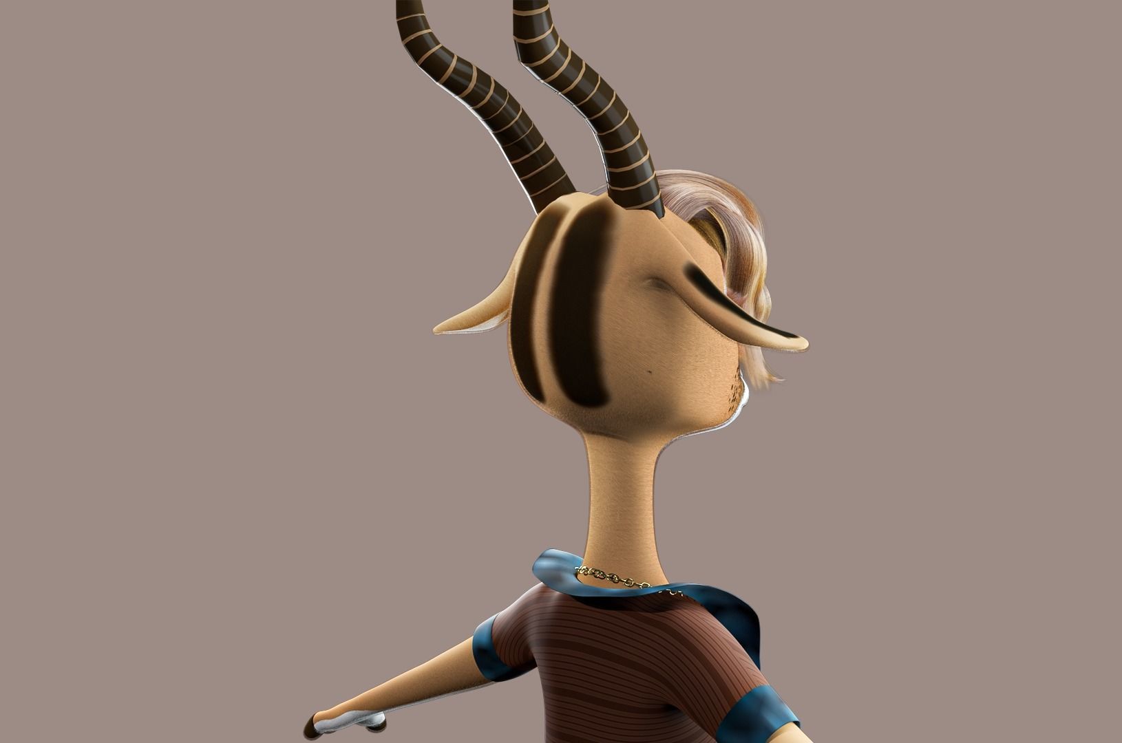 Cartoon Deer Rigged 3D model_20