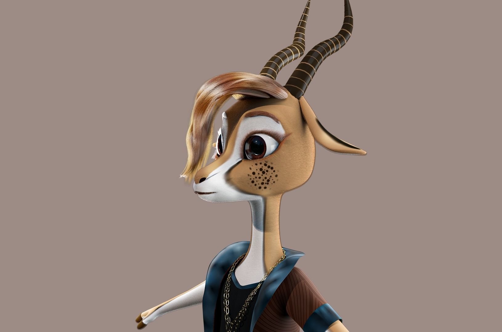 Cartoon Deer Rigged 3D model_18