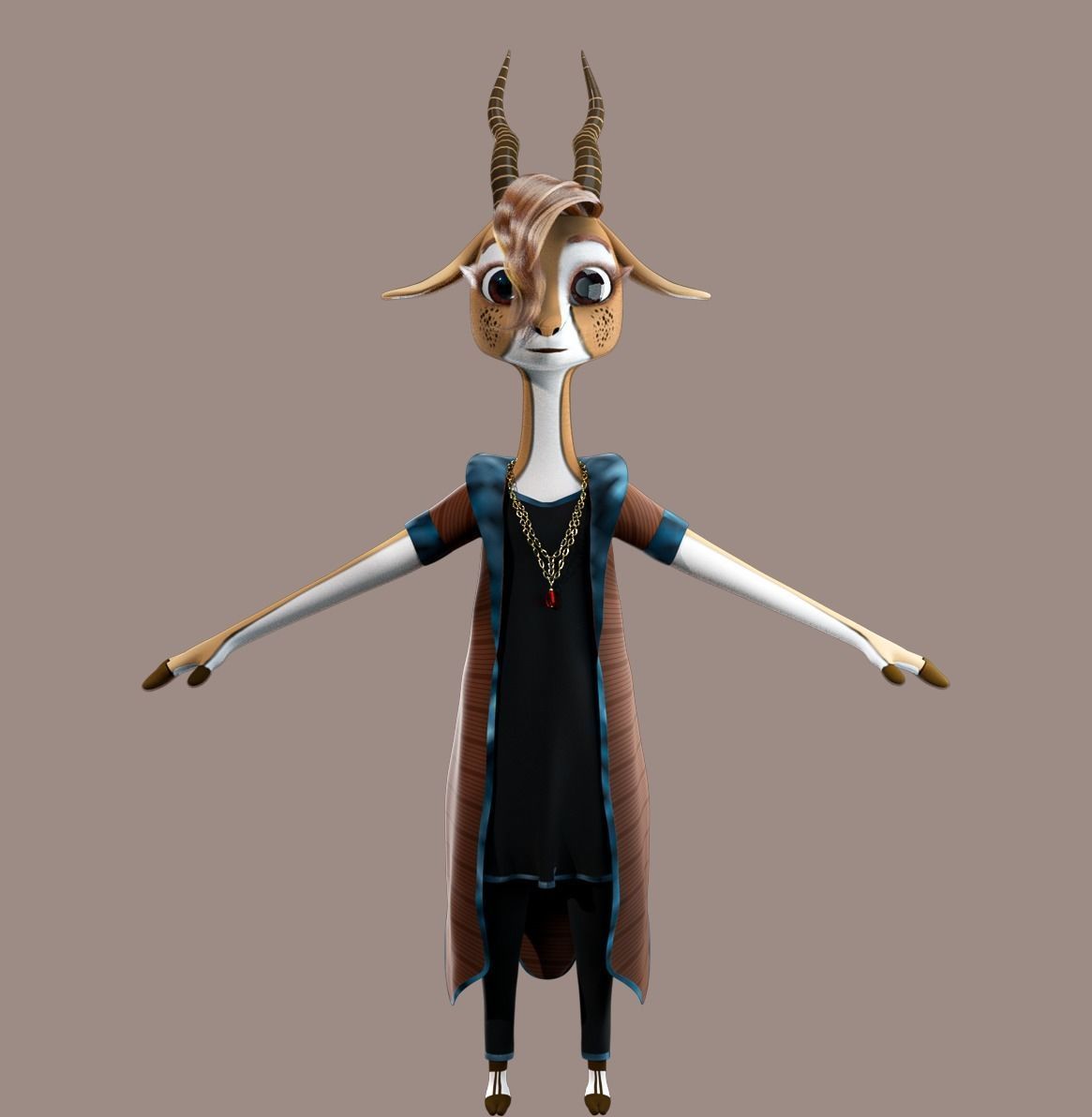 Cartoon Deer Rigged 3D model_10