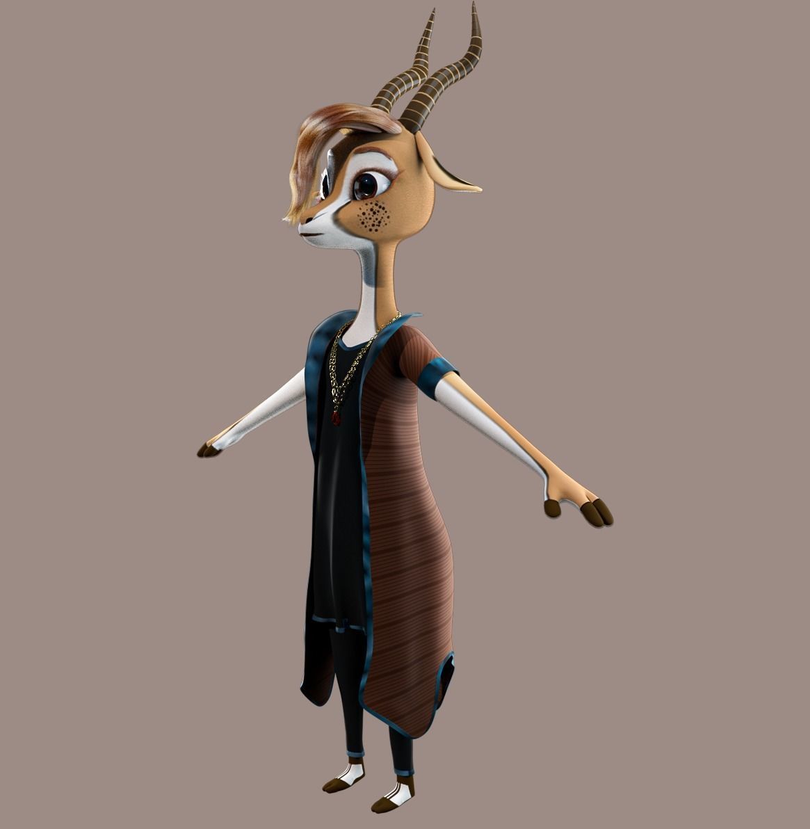 Cartoon Deer Rigged 3D model_16