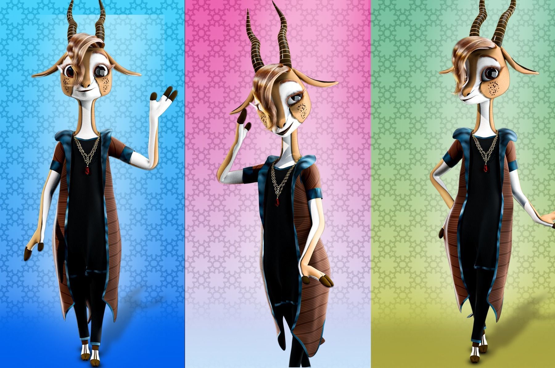 Cartoon Deer Rigged 3D model_1