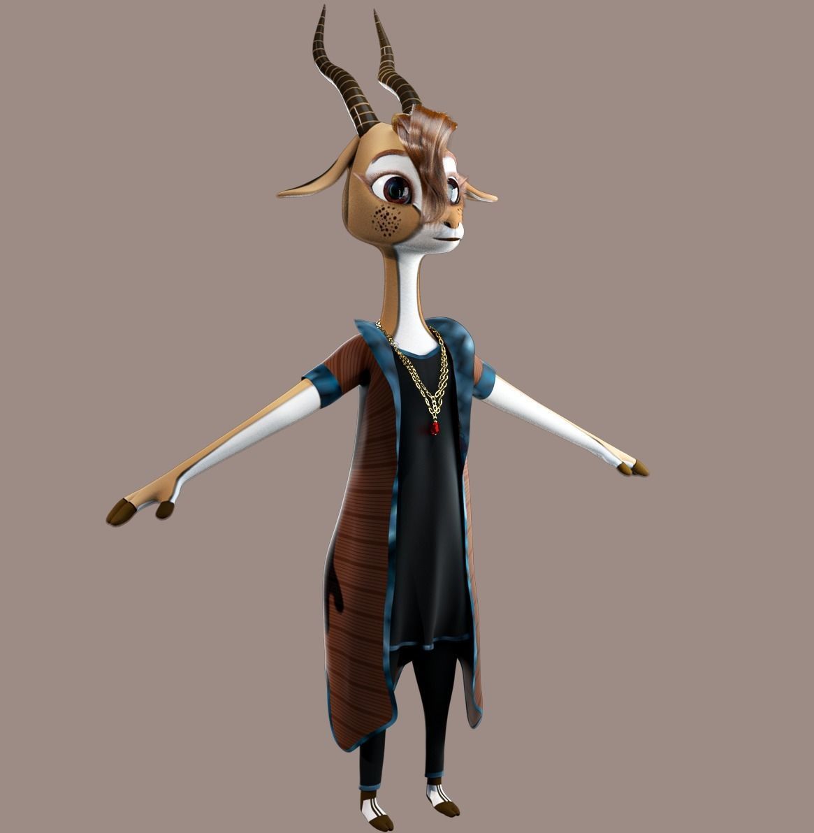 Cartoon Deer Rigged 3D model_11