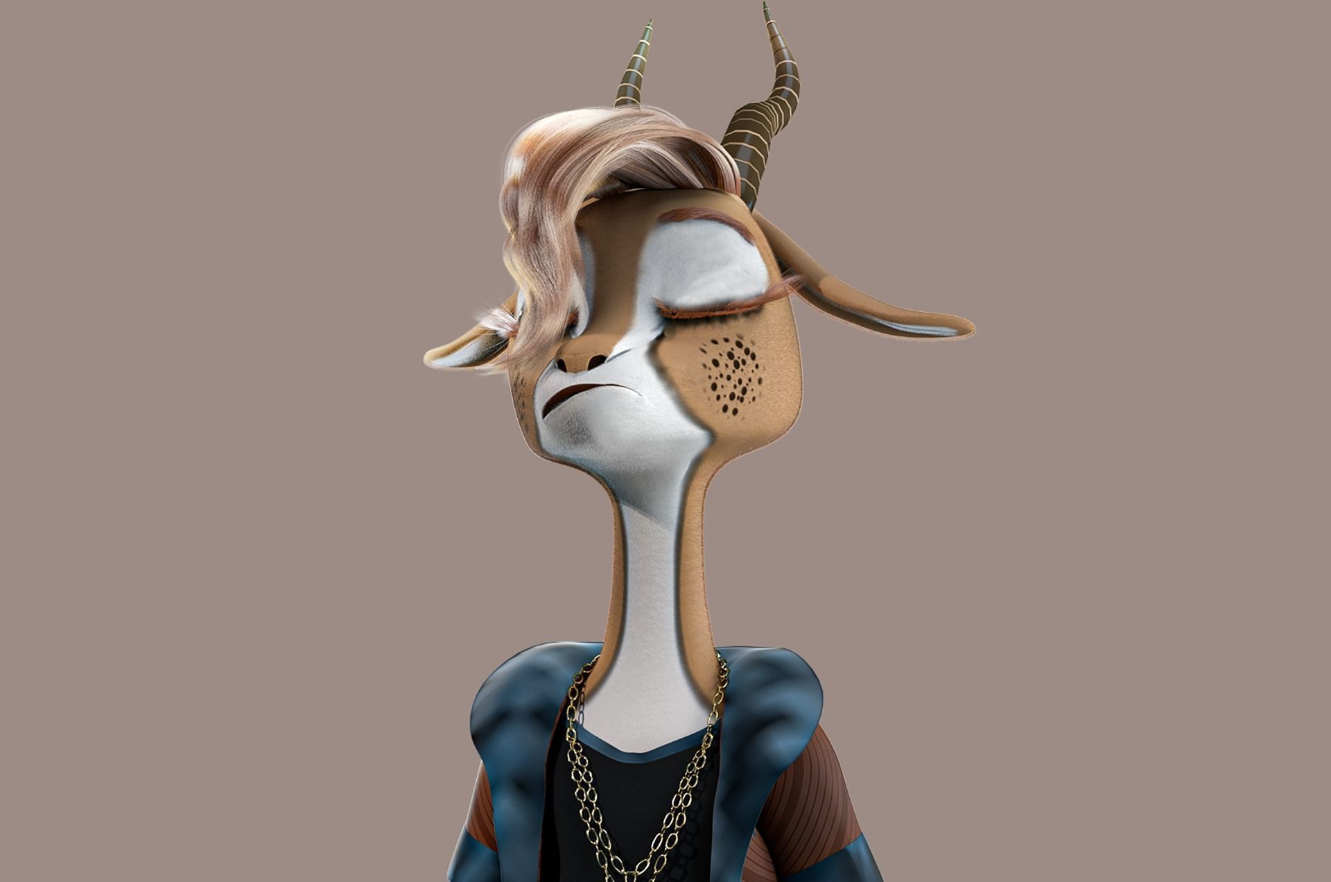 Cartoon Deer Rigged 3D model_5