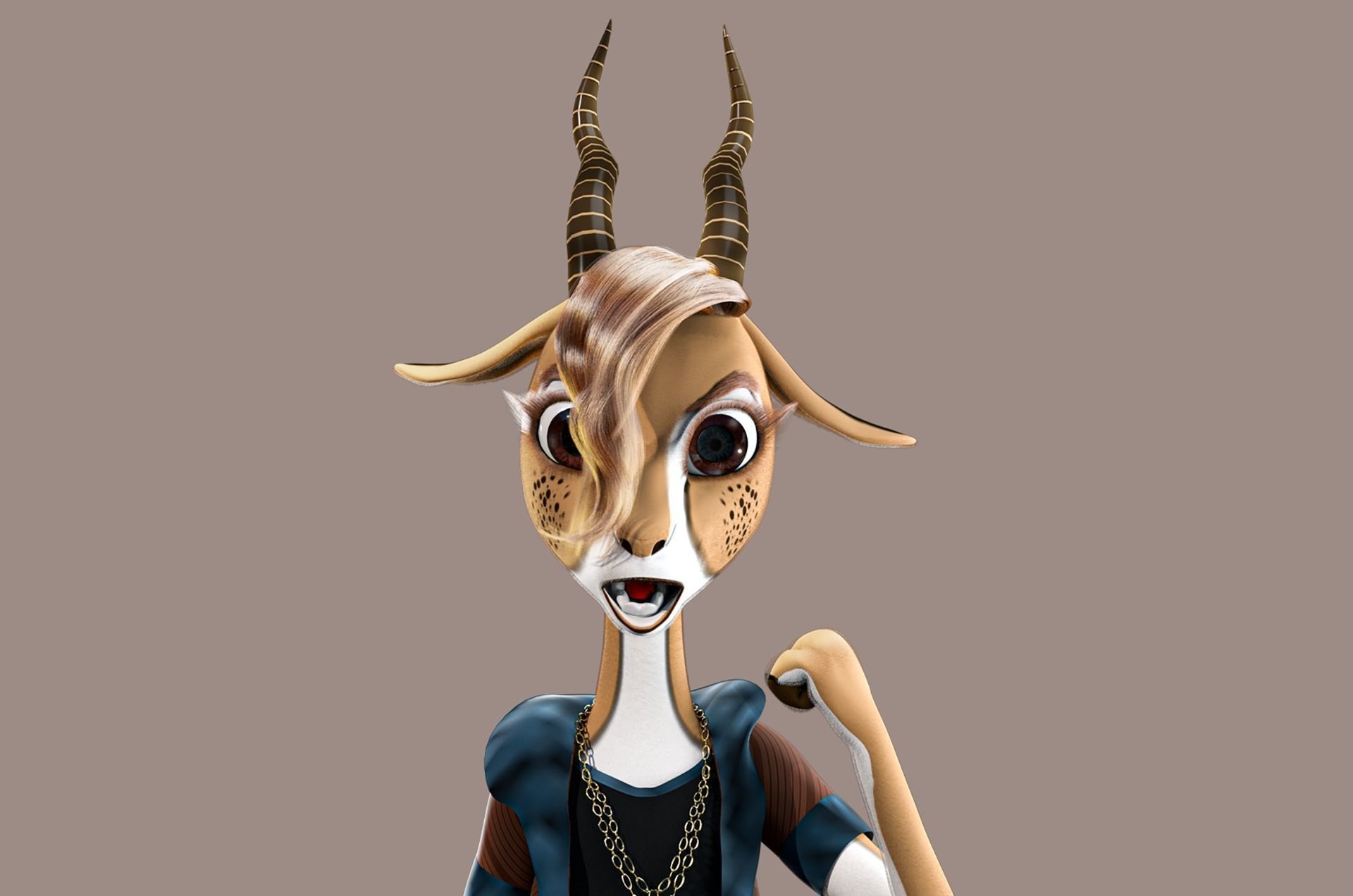 Cartoon Deer Rigged 3D model_6